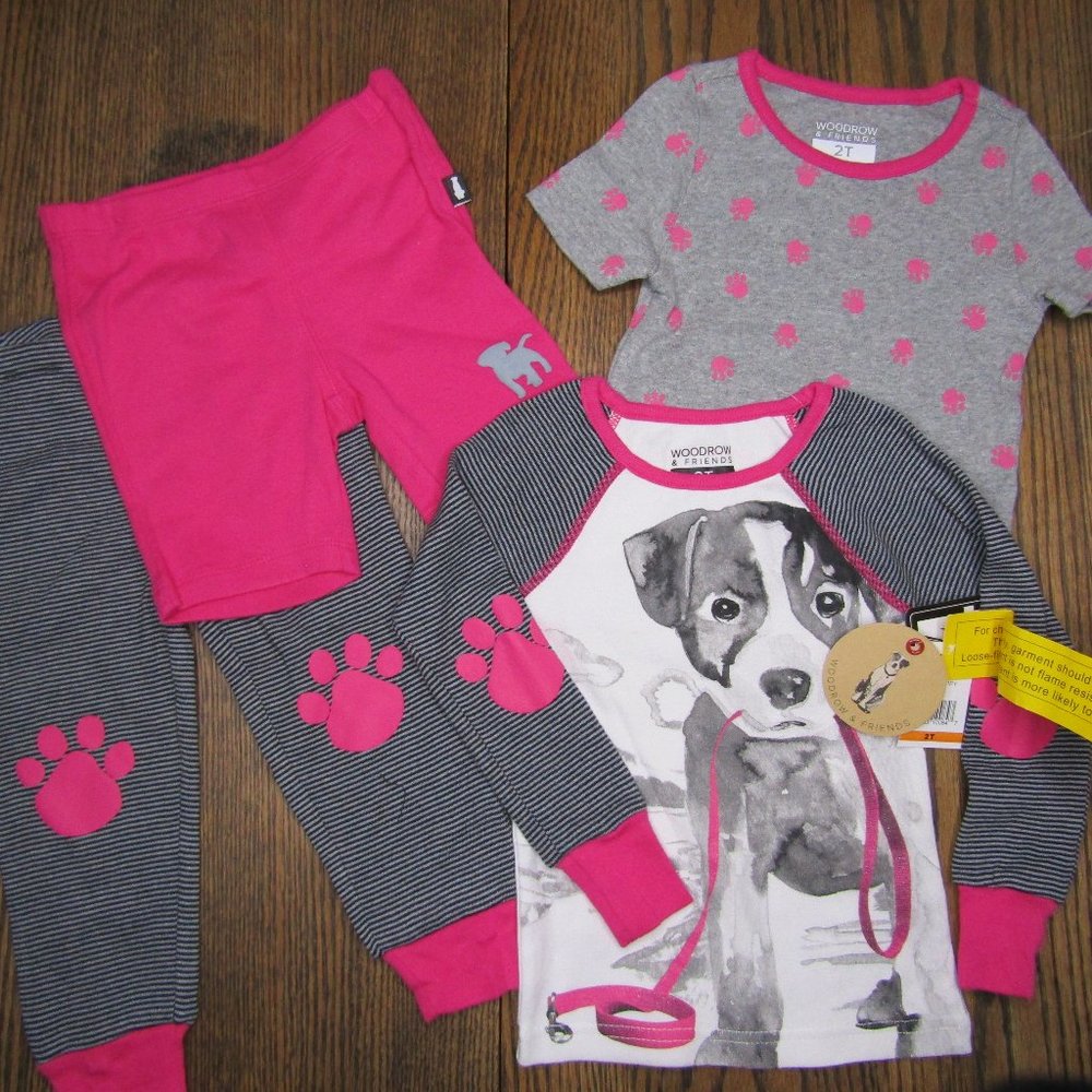 Woodrow & Friends girls 4 piece pajama set 2T